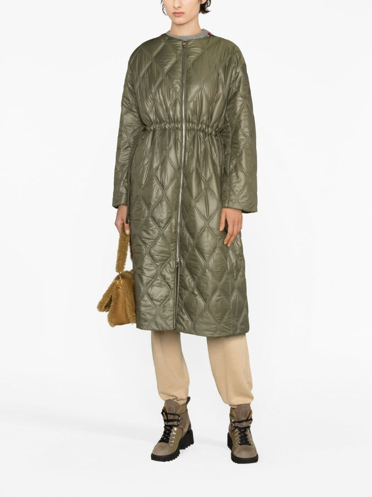 Green Zip-up Quilted Coat