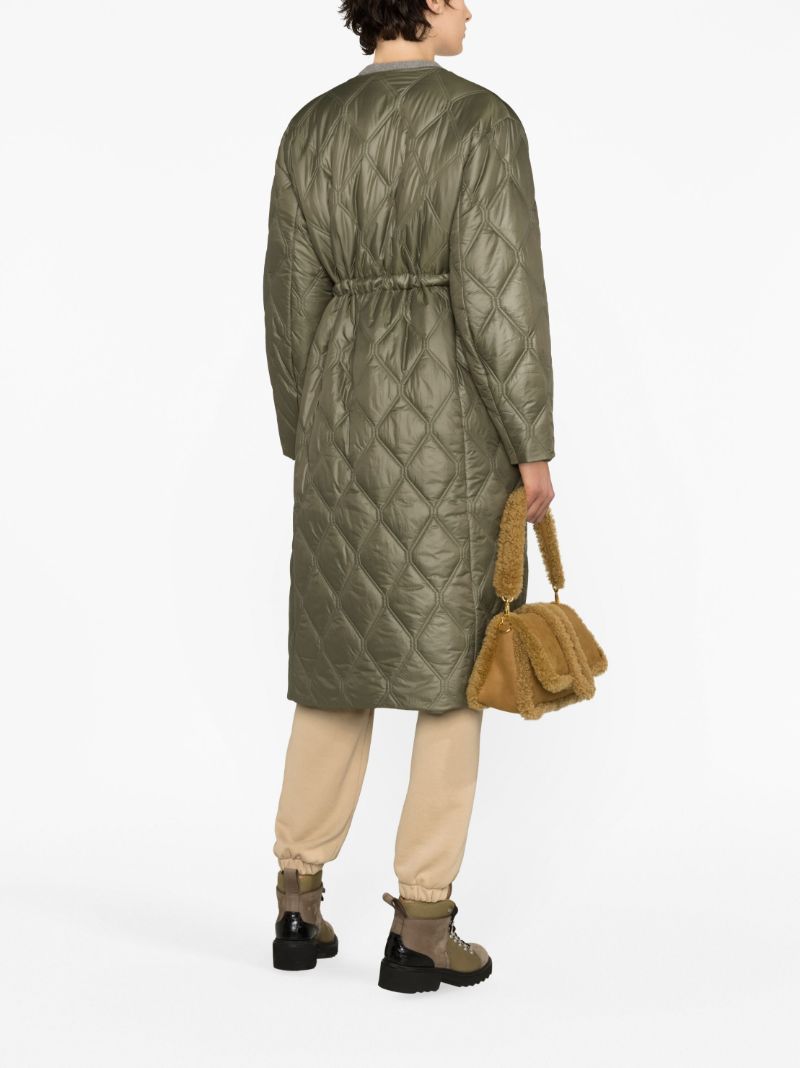 Green Zip-up Quilted Coat