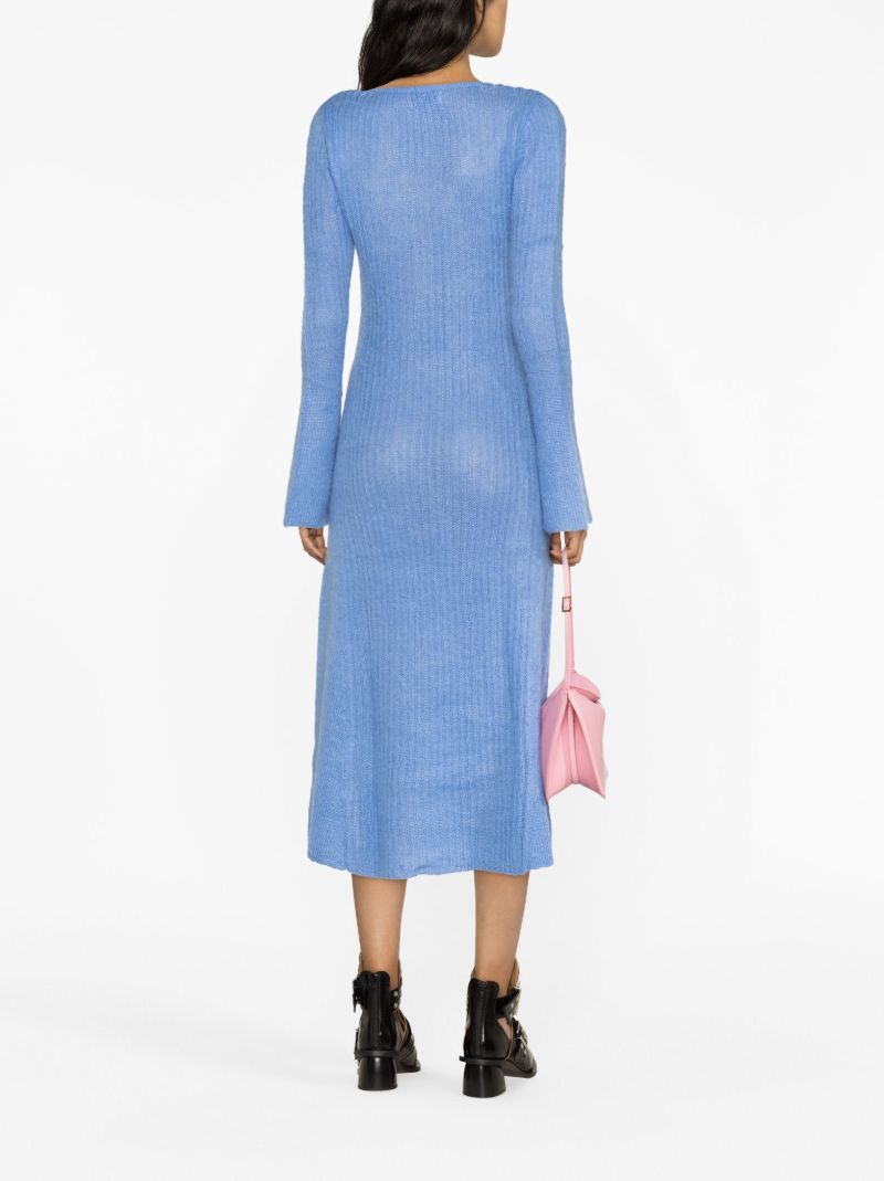 Blue Ribbed-knit Dress