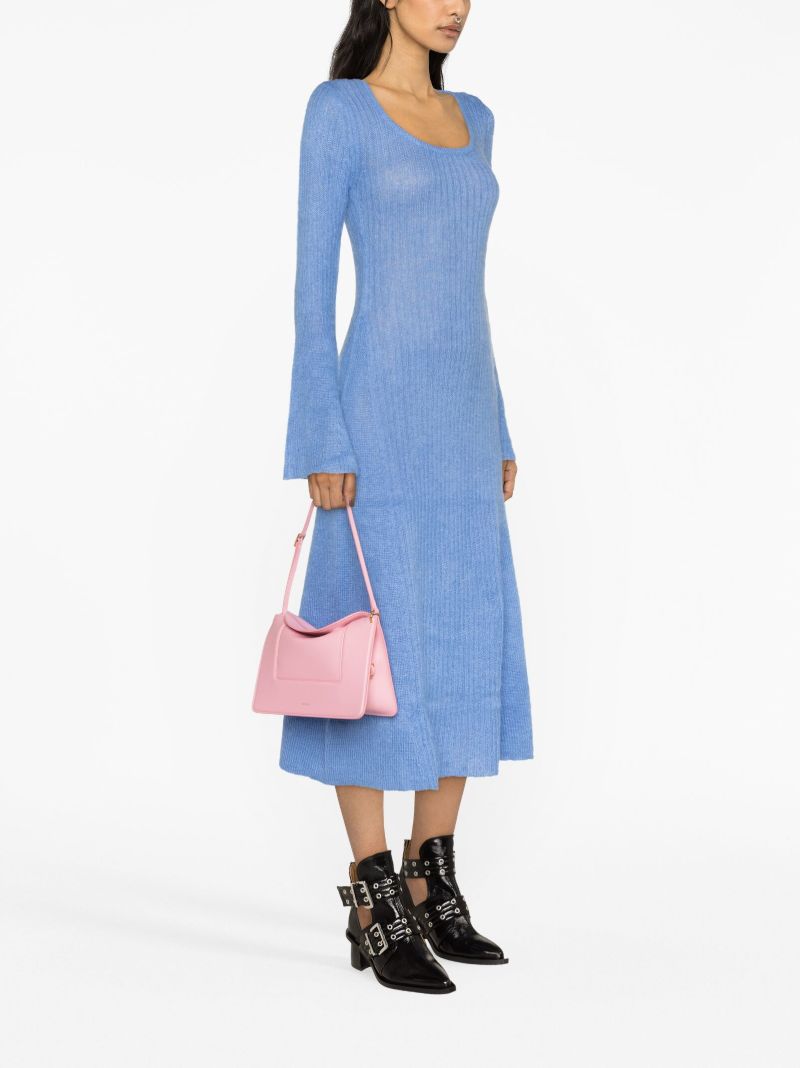 Blue Ribbed-knit Dress