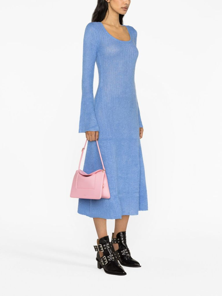 Blue Ribbed-knit Dress