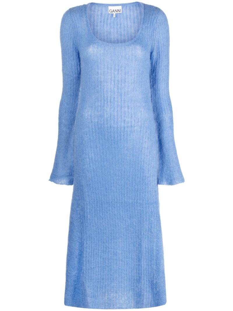 Blue Ribbed-knit Dress