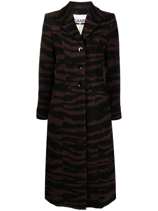Black Tiger-jacquard Coat