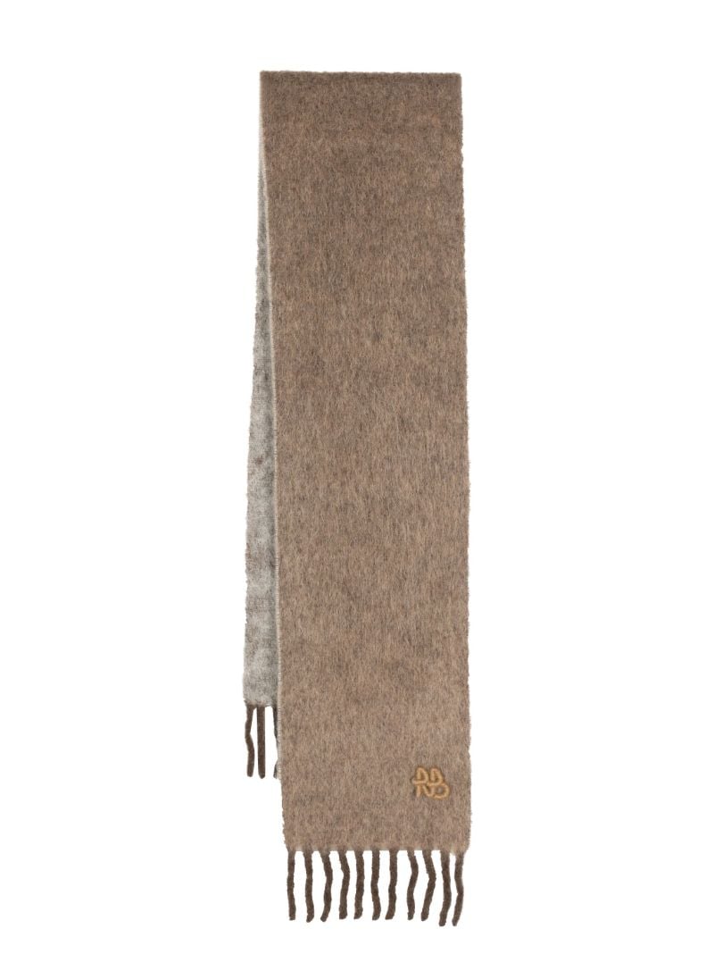 Brown Logo Embroidered Scarf