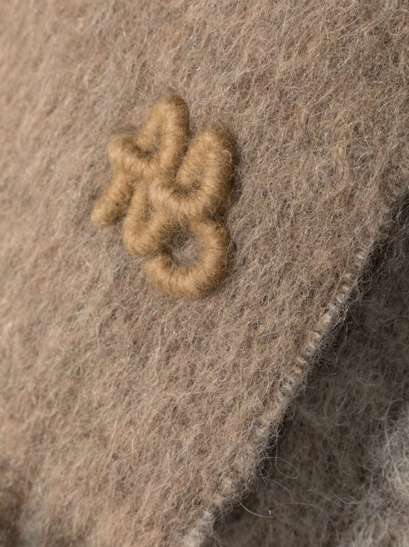 Brown Logo Embroidered Scarf
