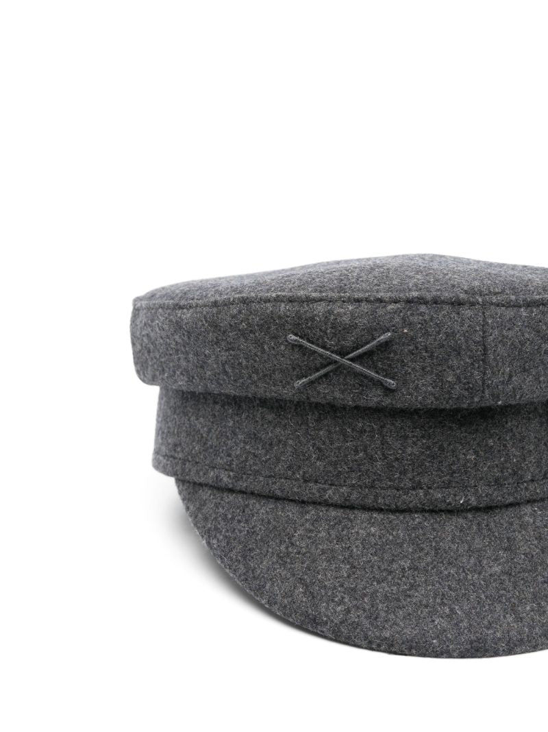 Grey Monogram Embroidered Baker Boy Hat