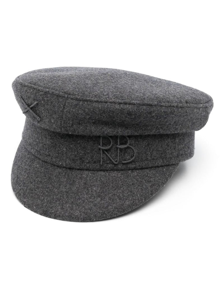Grey Monogram Embroidered Baker Boy Hat