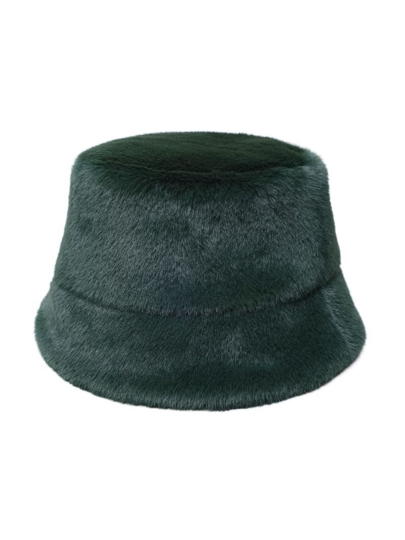 Green Faux Fur Bucket Hat