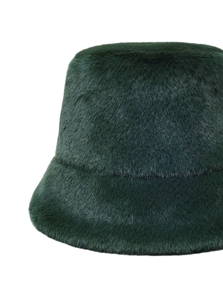 Green Faux Fur Bucket Hat