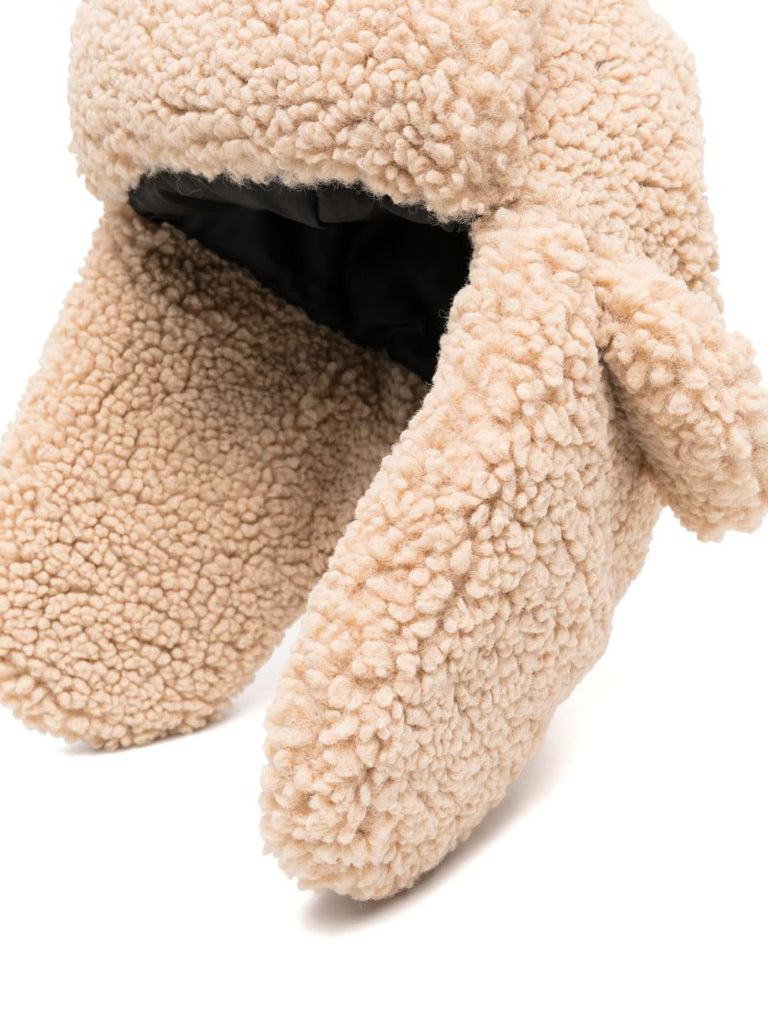 Neutral Shearling Aviator Hat