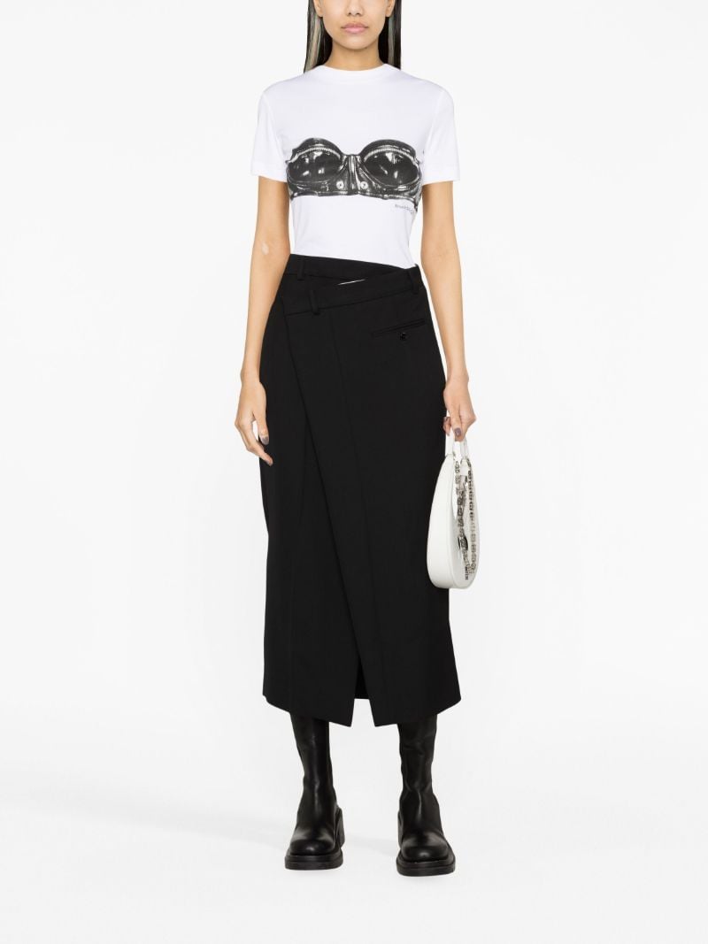 White Bustier Print Cotton T-shirt