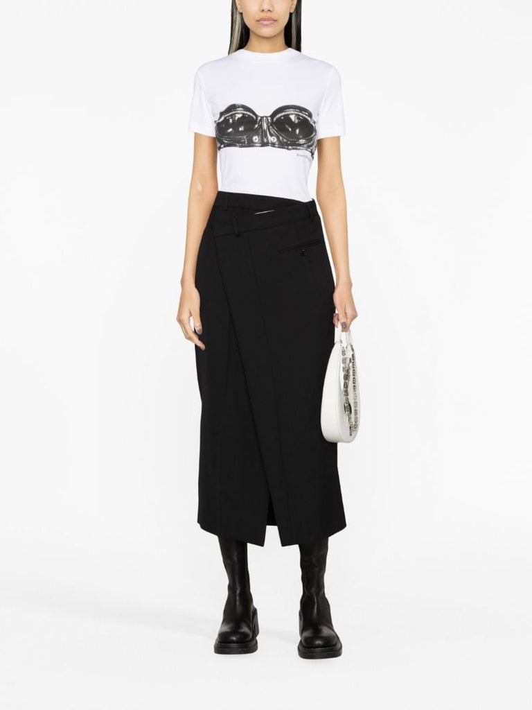 White Bustier Print Cotton T-shirt