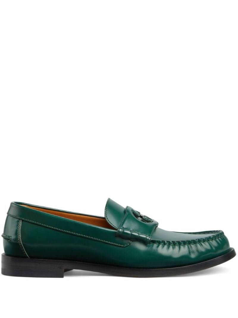 Green Interlocking G Leather Loafers