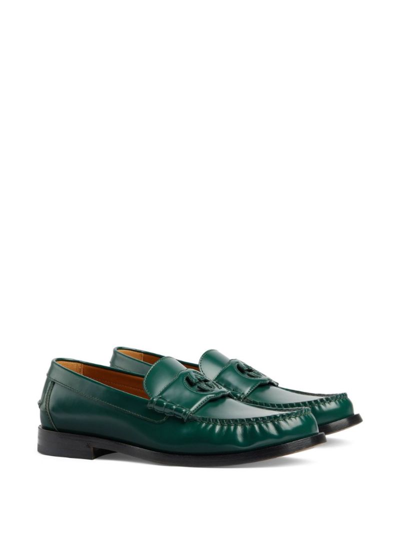 Green Interlocking G Leather Loafers