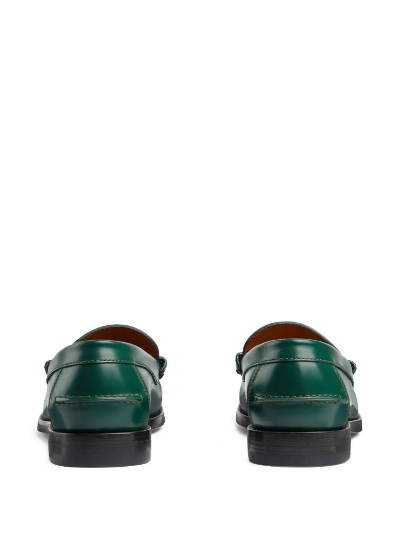 Green Interlocking G Leather Loafers