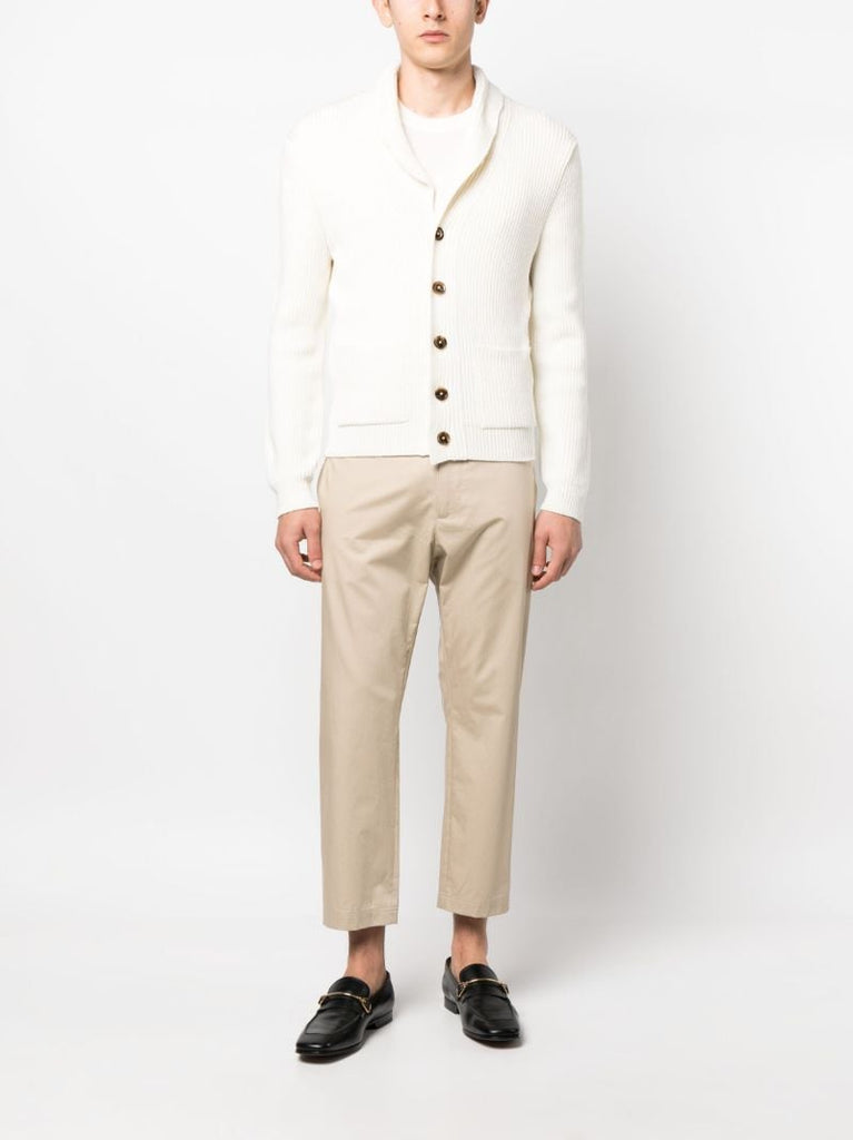 White Shawl-collar Cardigan