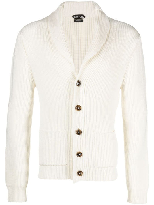 White Shawl-collar Cardigan
