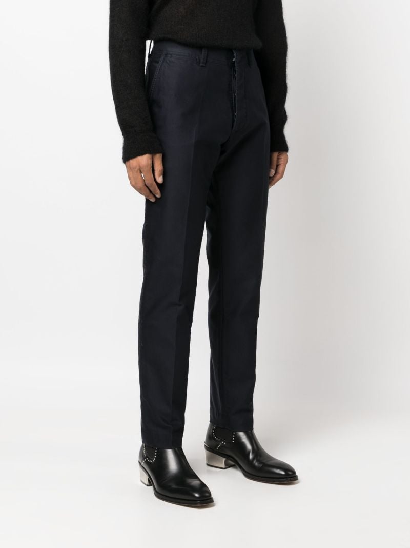 Blue Cotton  Straight Leg Trousers