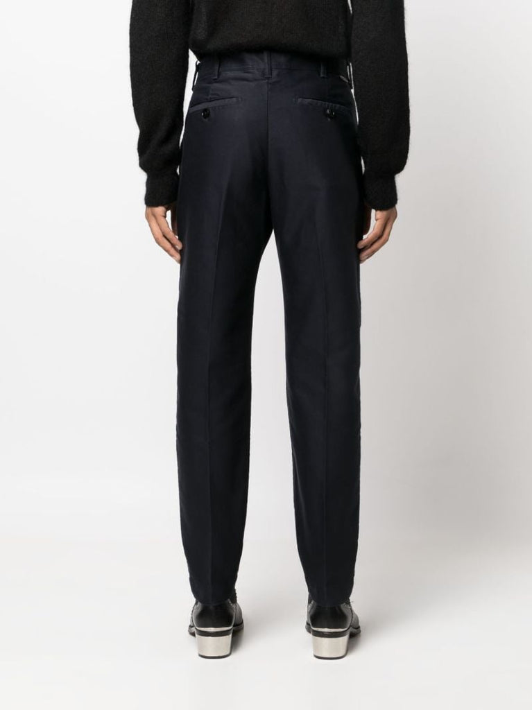 Blue Cotton  Straight Leg Trousers