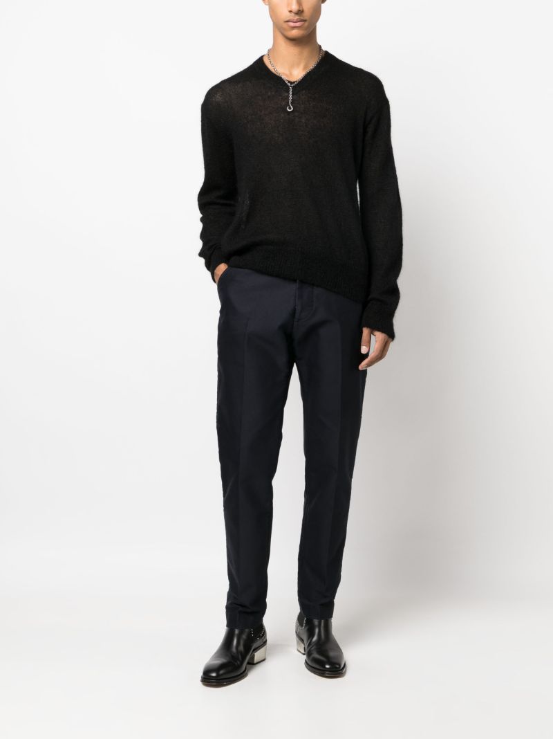 Blue Cotton  Straight Leg Trousers