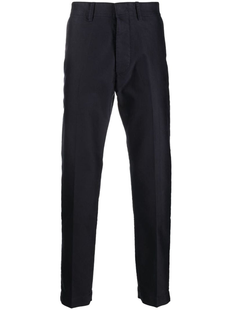 Blue Cotton  Straight Leg Trousers