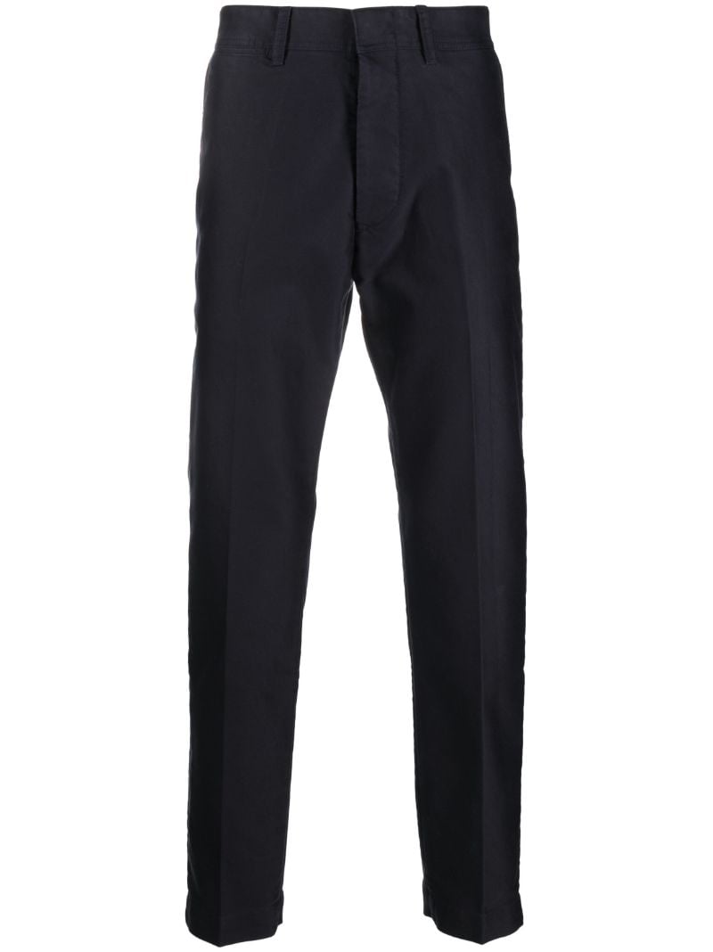 Blue Cotton  Straight Leg Trousers