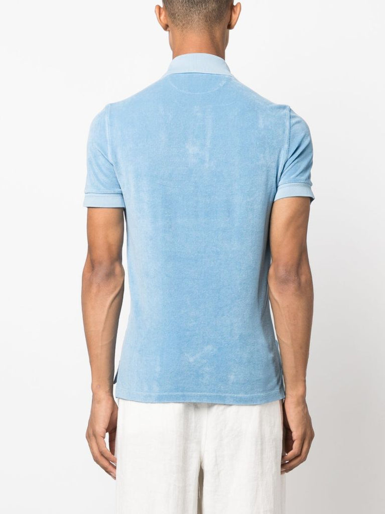 Blue Terry Cloth Polo Shirt
