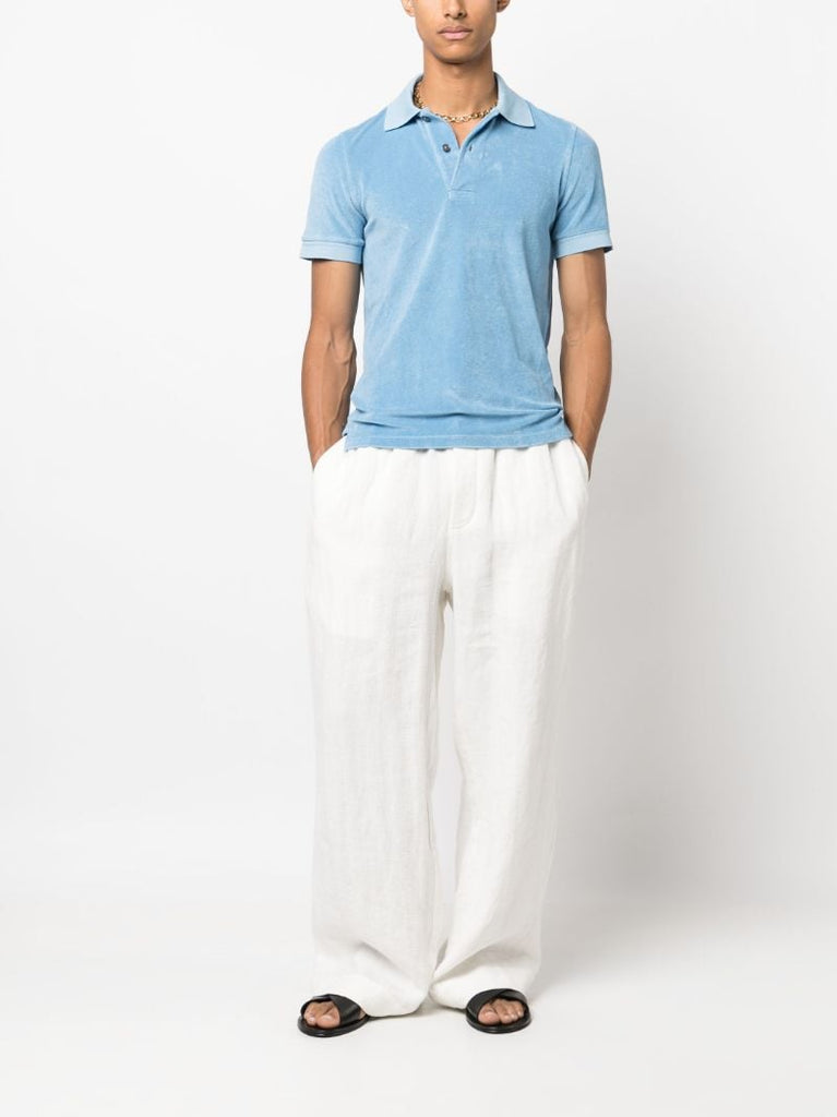 Blue Terry Cloth Polo Shirt