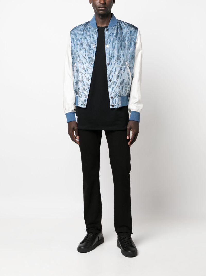 Blue Gradient Repeat Silk Bomber Jacket