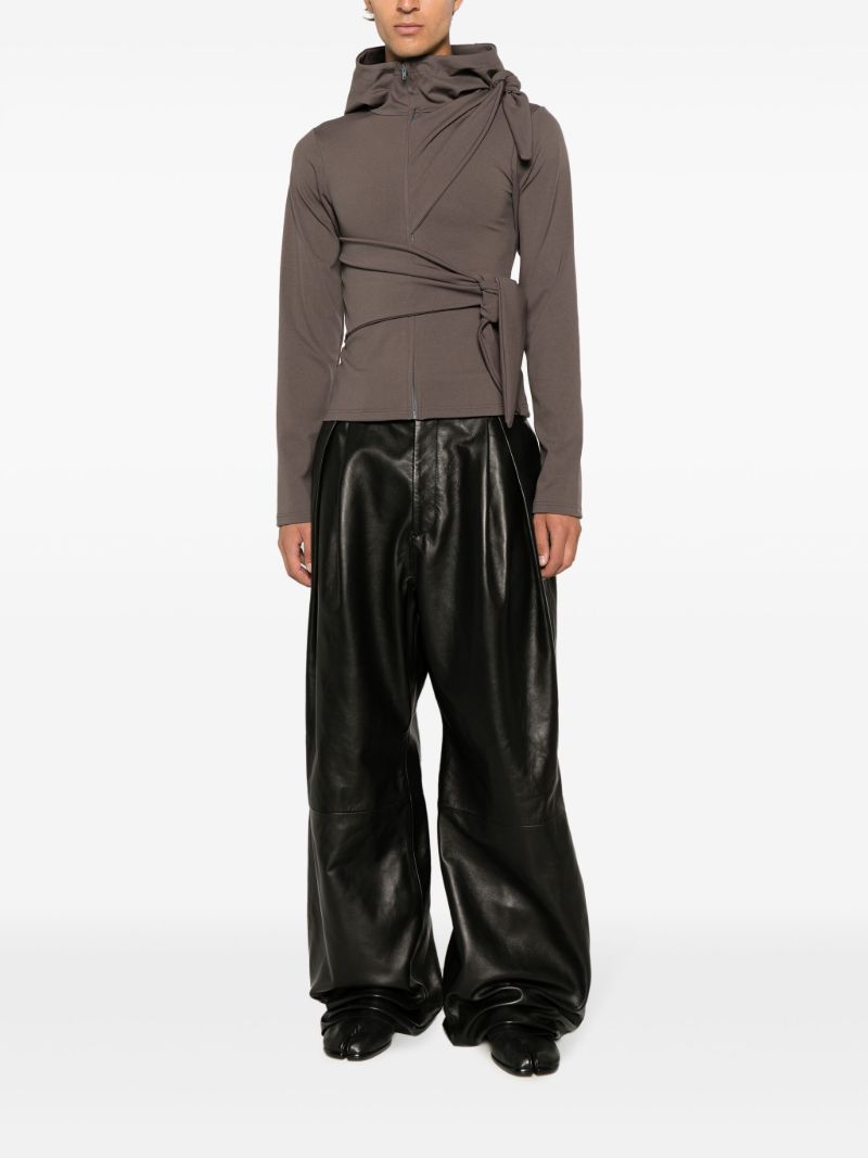 Black Wide-leg Leather Trousers