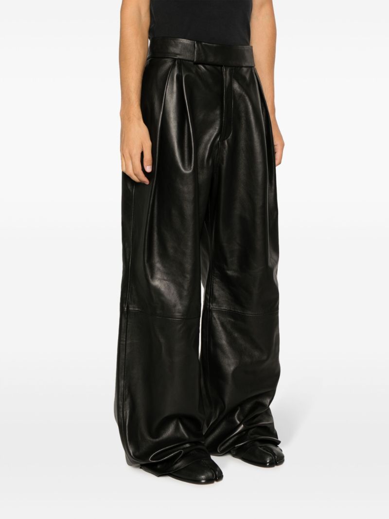 Black Wide-leg Leather Trousers
