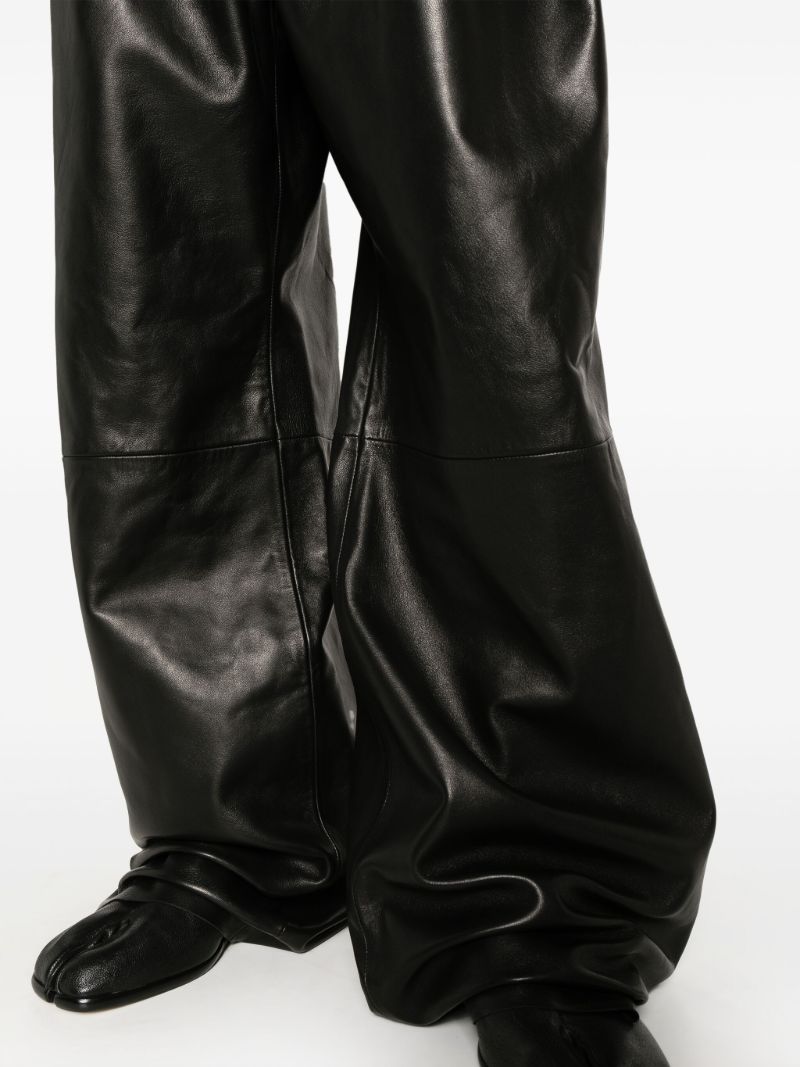 Black Wide-leg Leather Trousers