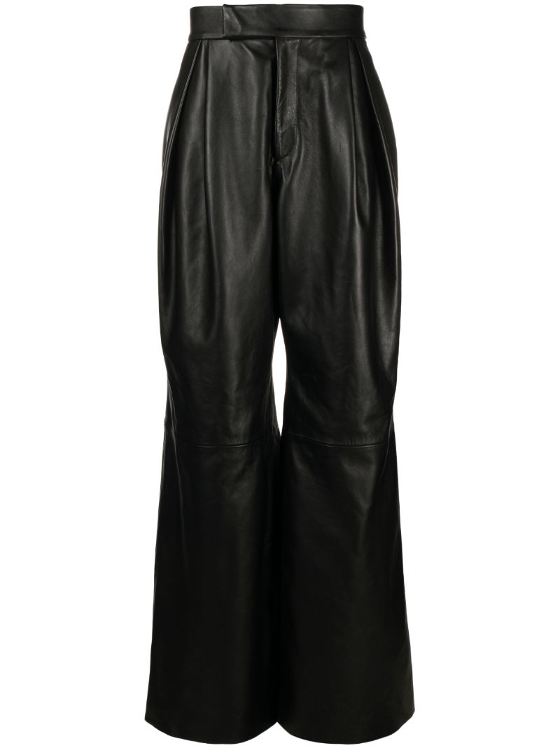 Black Wide-leg Leather Trousers