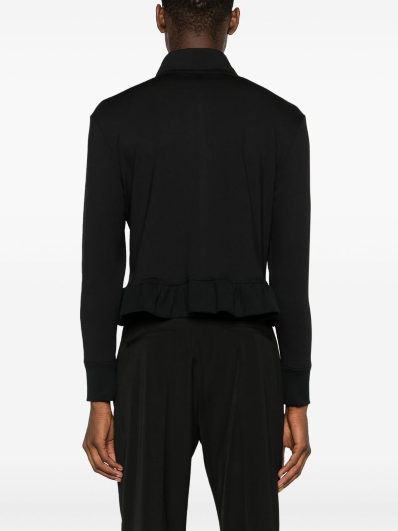Black Peplum-hem Zip-up Jacket