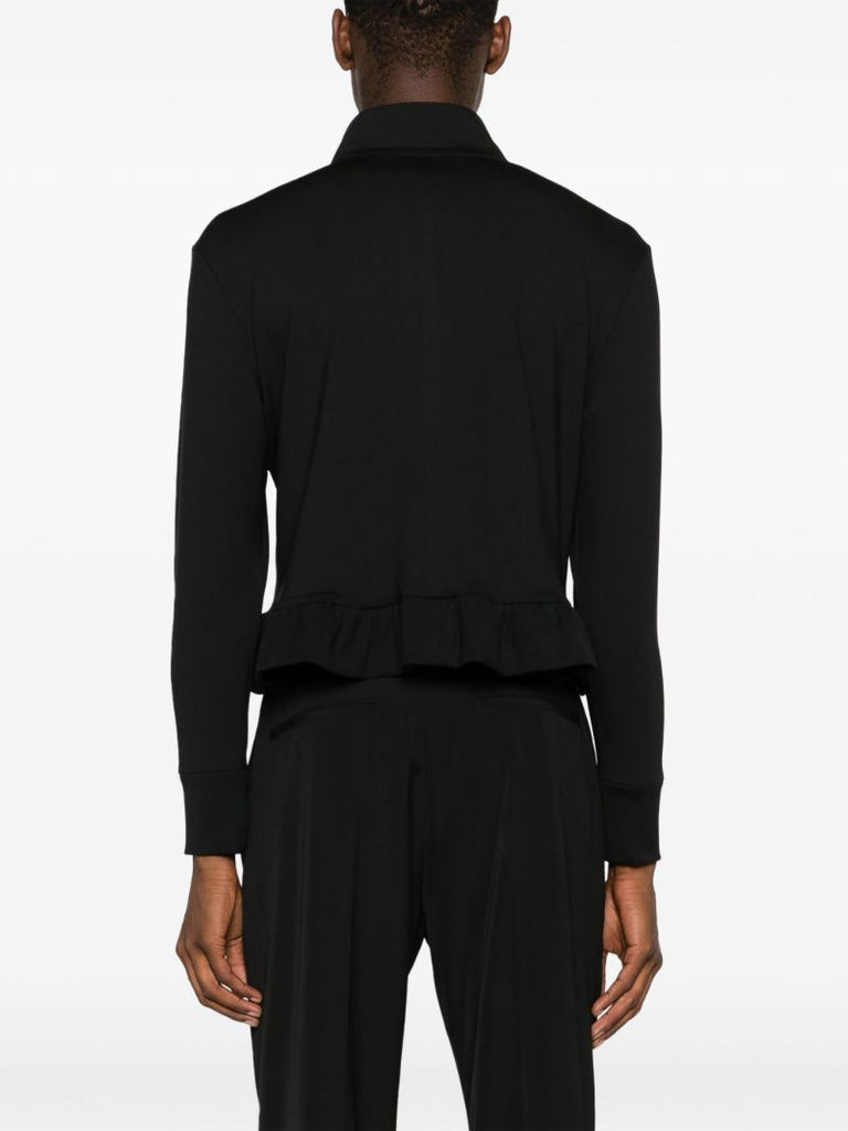 Black Peplum-hem Zip-up Jacket