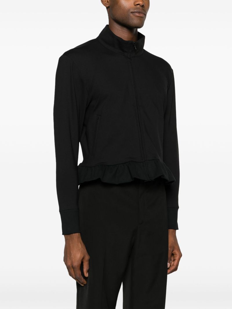 Black Peplum-hem Zip-up Jacket