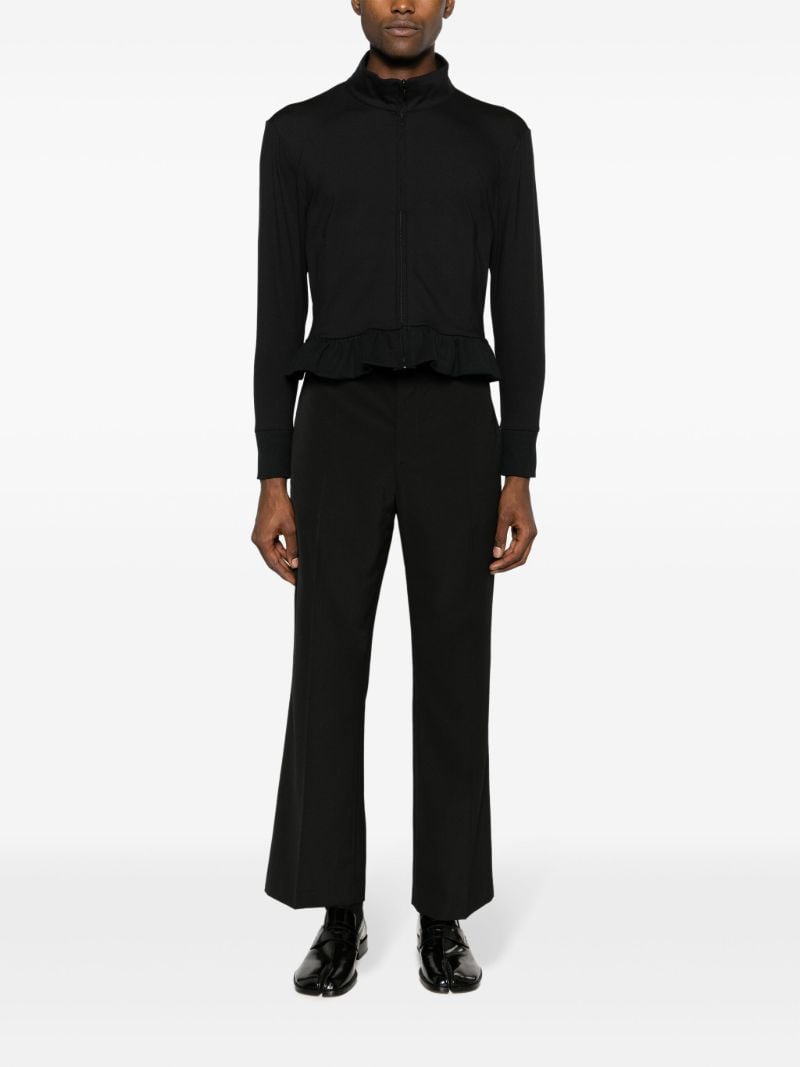 Black Peplum-hem Zip-up Jacket