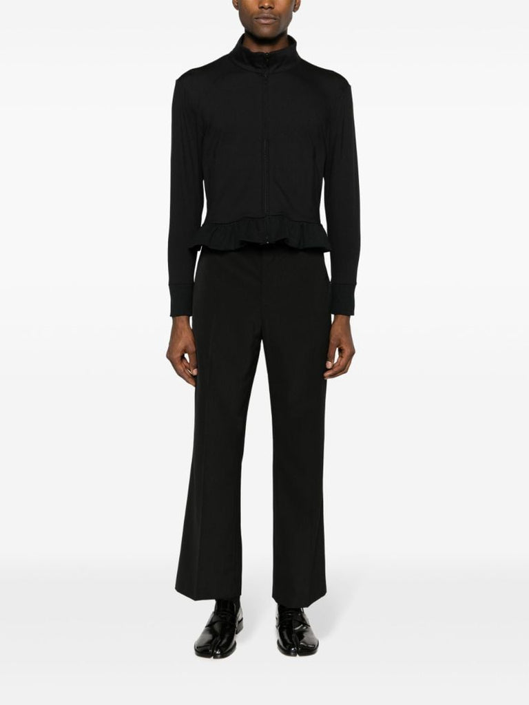 Black Peplum-hem Zip-up Jacket