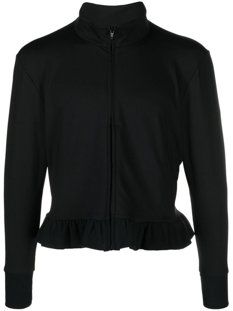 Black Peplum-hem Zip-up Jacket