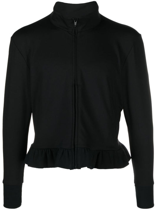 Black Peplum-hem Zip-up Jacket