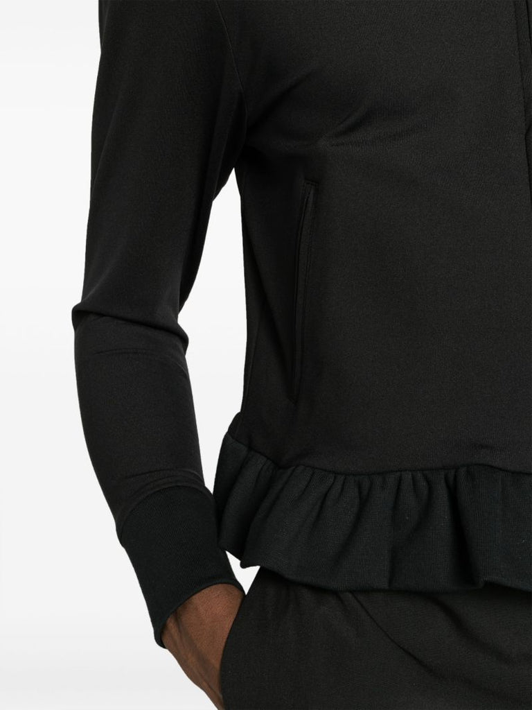 Black Peplum-hem Zip-up Jacket