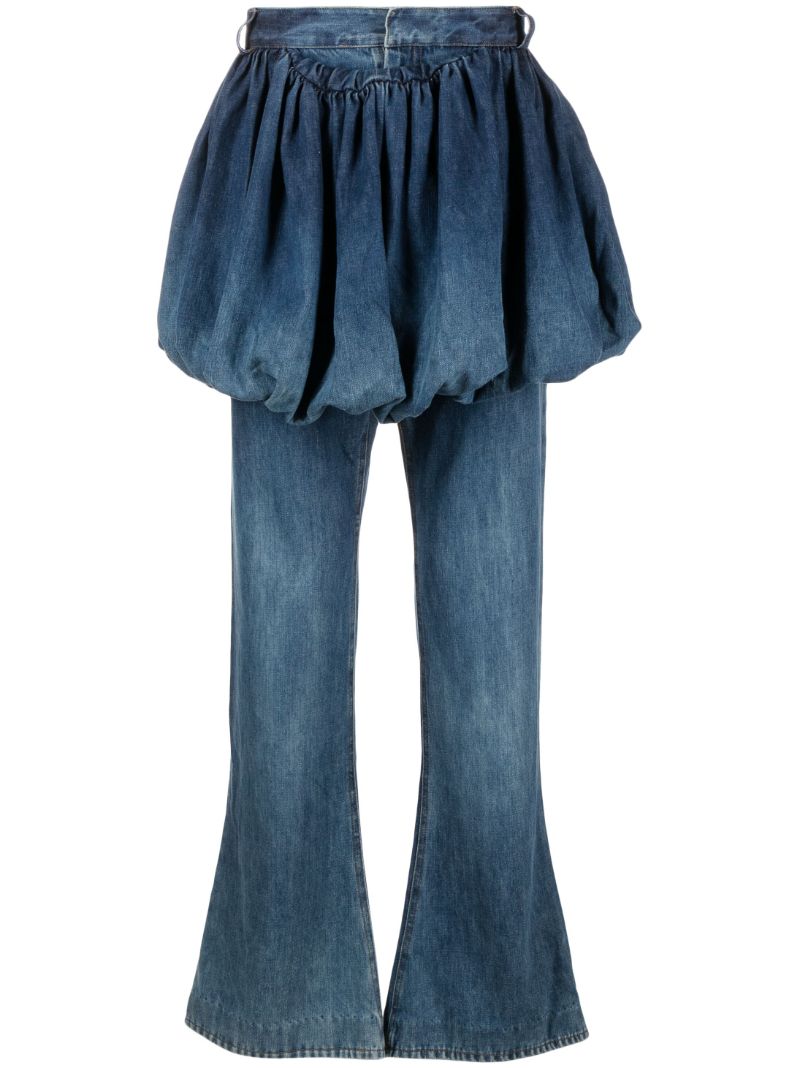 Blue Skirt Overlay Flared Jeans