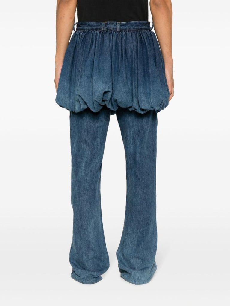 Blue Skirt Overlay Flared Jeans