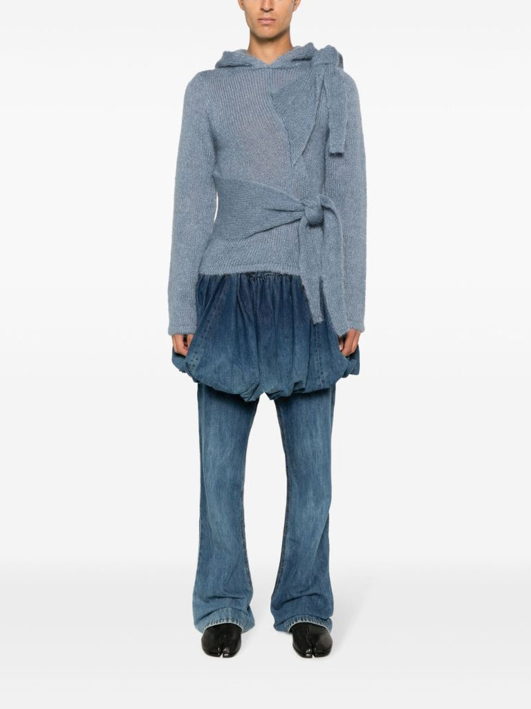 Blue Skirt Overlay Flared Jeans