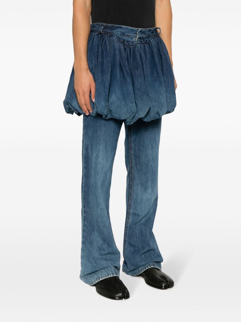 Blue Skirt Overlay Flared Jeans