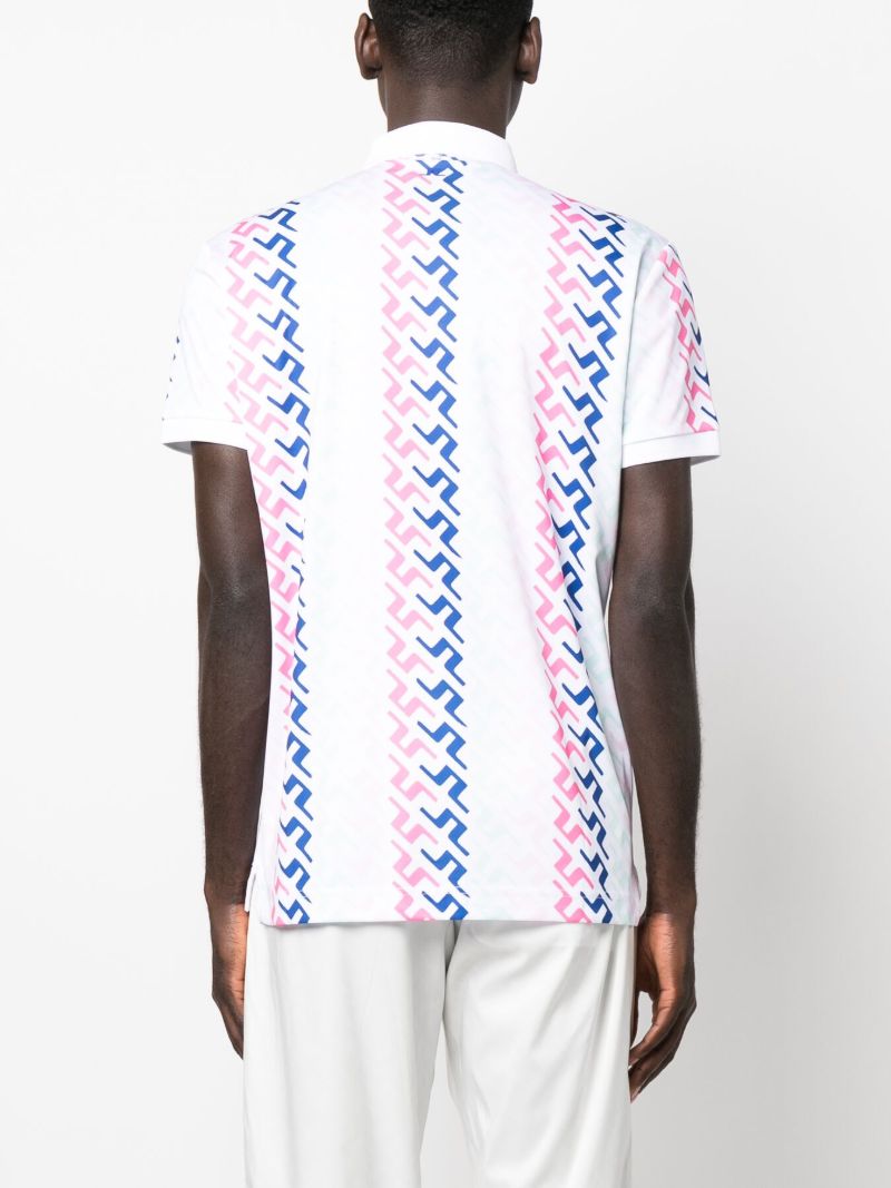 White Tour Tech Logo Print Polo Shirt