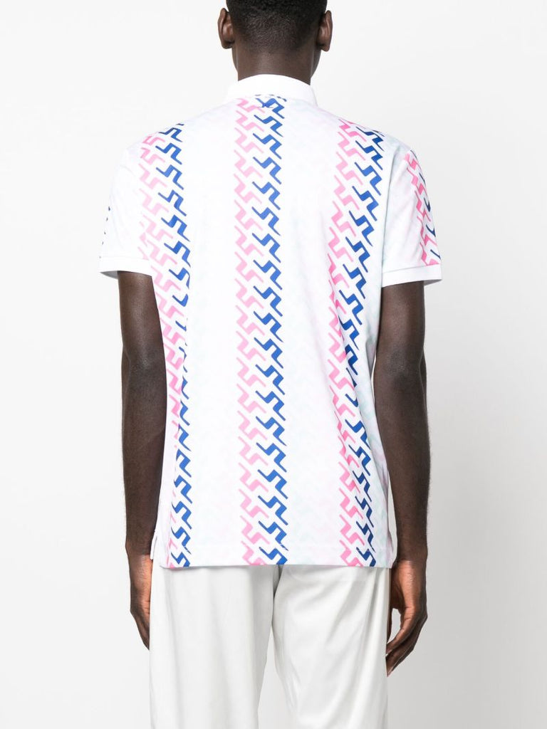 White Tour Tech Logo Print Polo Shirt