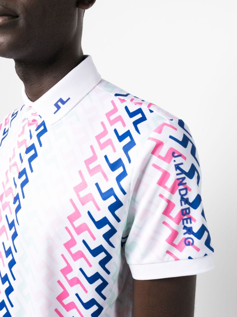 White Tour Tech Logo Print Polo Shirt