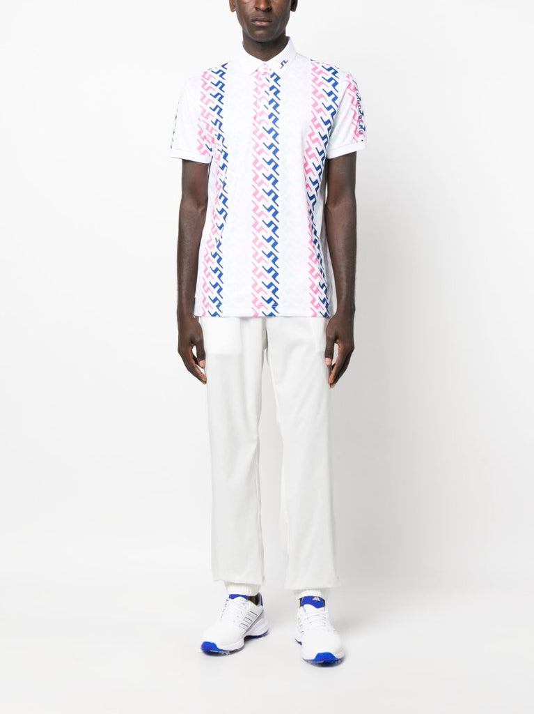 White Tour Tech Logo Print Polo Shirt