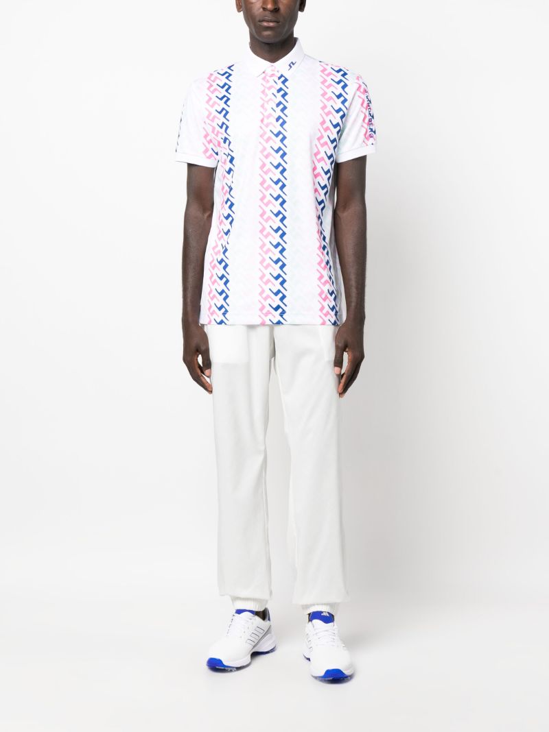 White Tour Tech Logo Print Polo Shirt